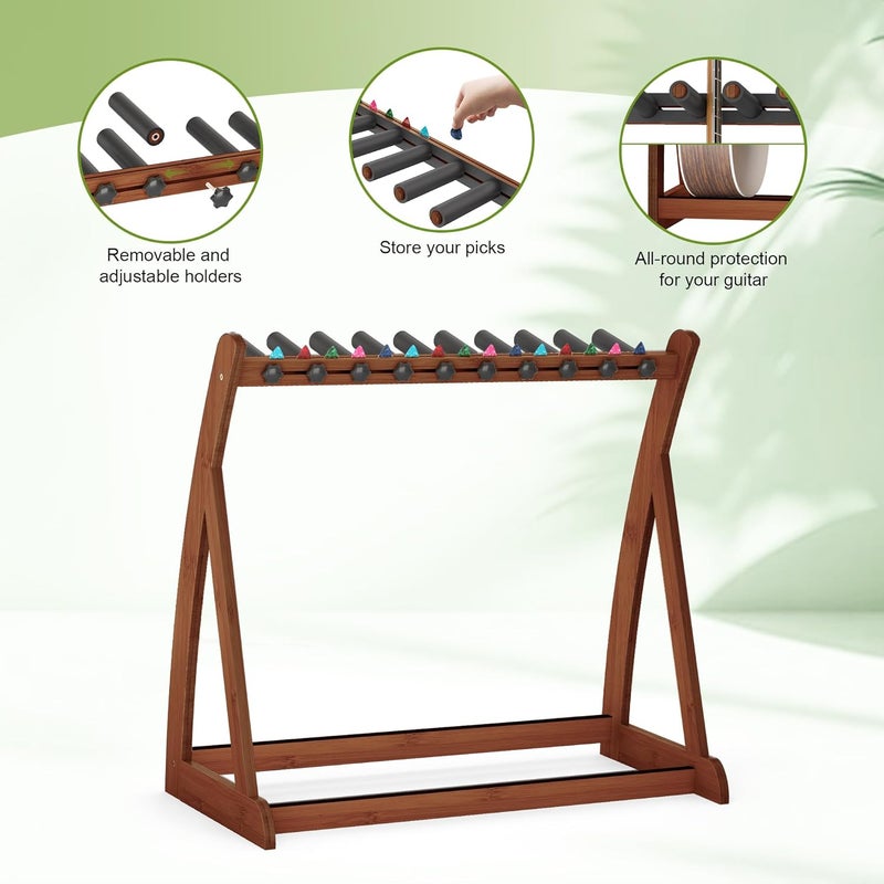 Wisuce Essentials Guitar Stand Rack, Multi-Guitar Display Rack Adjustable Bamboo Guitars Holder Electric Guitar Stands Floor Storage for Bass Acoustic, Home Studio, Band Stage - Image 4
